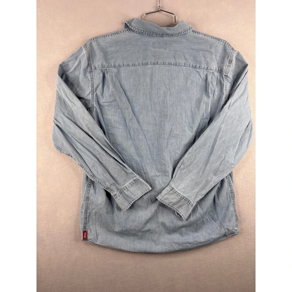 Wrangler Flex for Comfort Mens Light Wash Denim Button Down Shirt Large L